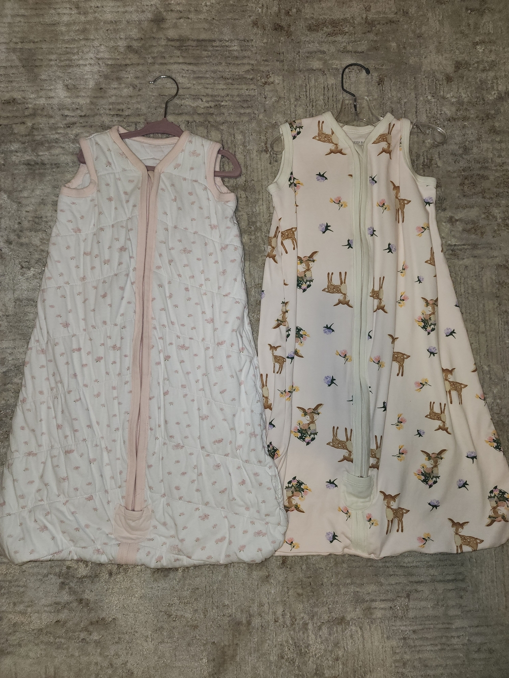 Burt's Bees Baby Pink and Cream Fawn Print Sleep Sacks